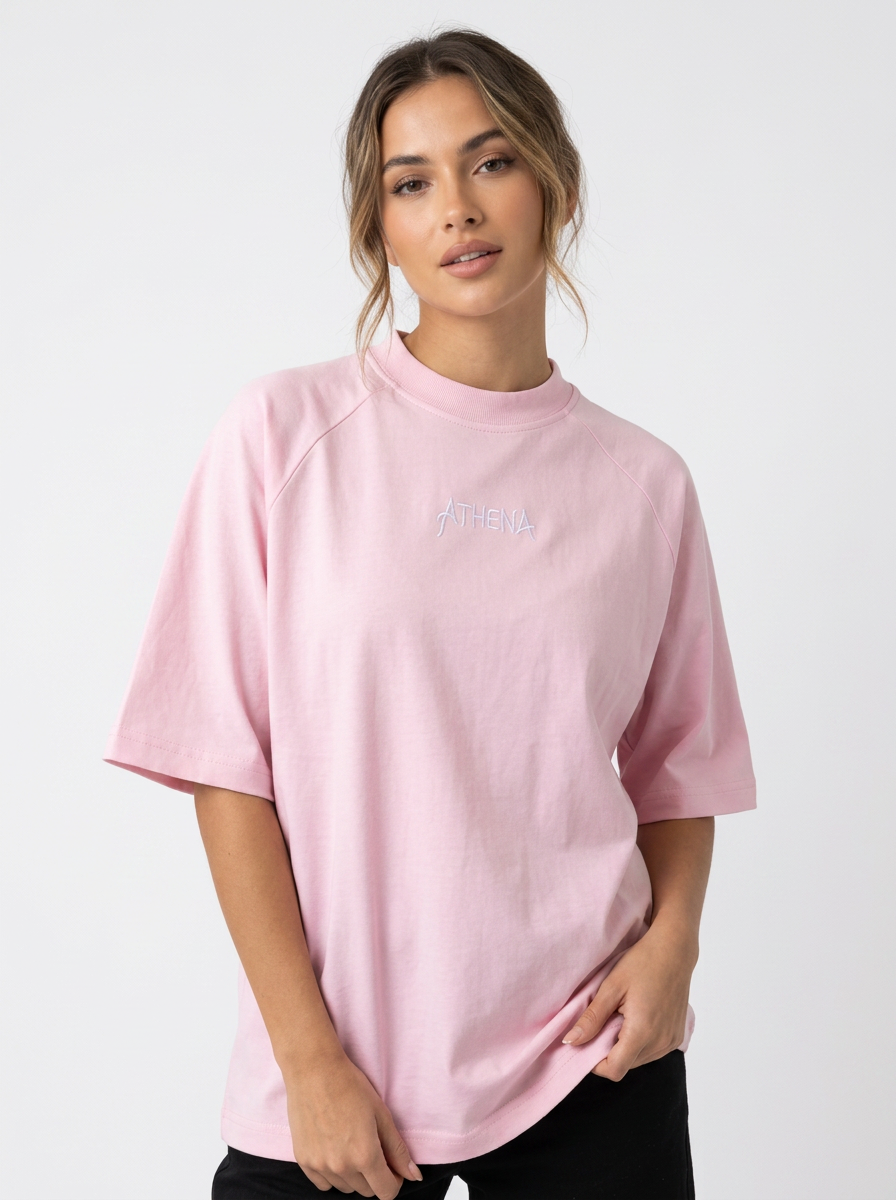 Athena Wordmark Oversized Tee - Pink